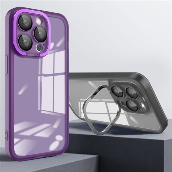 iPhone 15 Plus Mobilskal Electroplating Kickstand - Lila