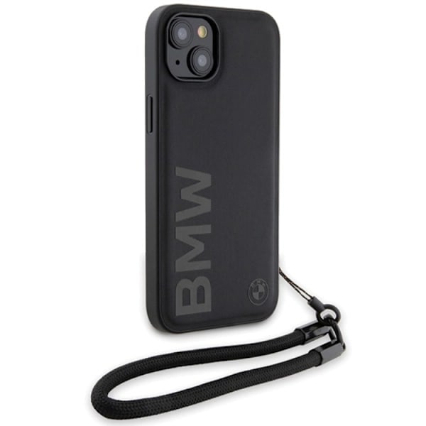 BMW iPhone 15/14/13 Mobilskal Signature Läder Wordmark Cord Svart
