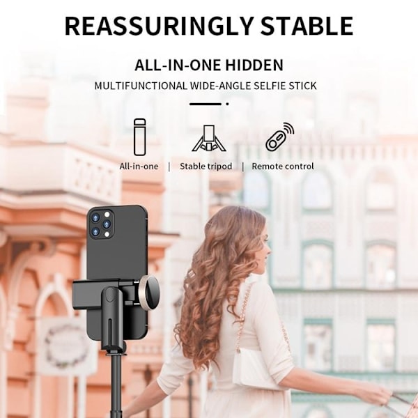 Utdragbart stativ Aluminiumlegering Bluetooth Selfiepinne Q12 - Vit