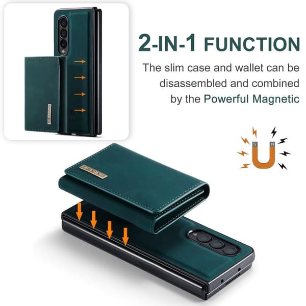 DG.MING Samsung Galaxy Z Fold4 Konstläder Plånboksfodral 2-i-1 Grön