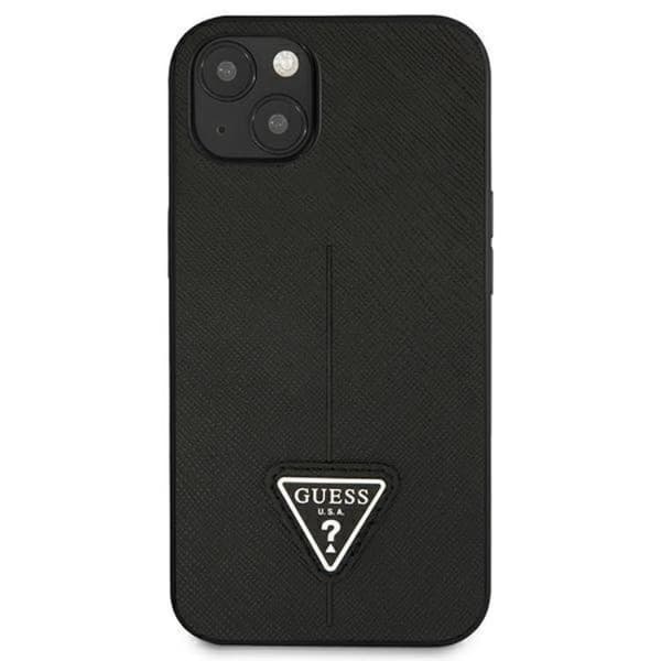 Guess iPhone 13 Mini Skal Saffiano Triangle Logo - Musta Black
