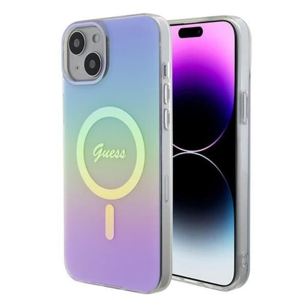 Guess iPhone 15 Mobilskal Magsafe IML Iridescent - Lilla Lila