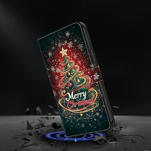 Plånboksfodral för Samsung Galaxy S26 Ultra Fällbart Ställ - Julgran - Grön