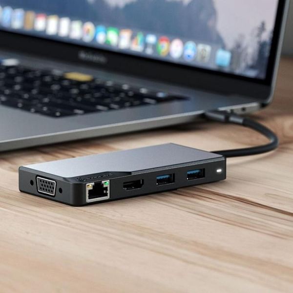 ALOGIC USB-C Fusion MAX 6-i-1-Hubb V2 HDMI, USB, Ethernet och PD – Rymdgrå
