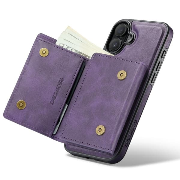 DG.MING M6 Series Mobilskal till iPhone 16 Magnetiskt Plånboksfodral Lila