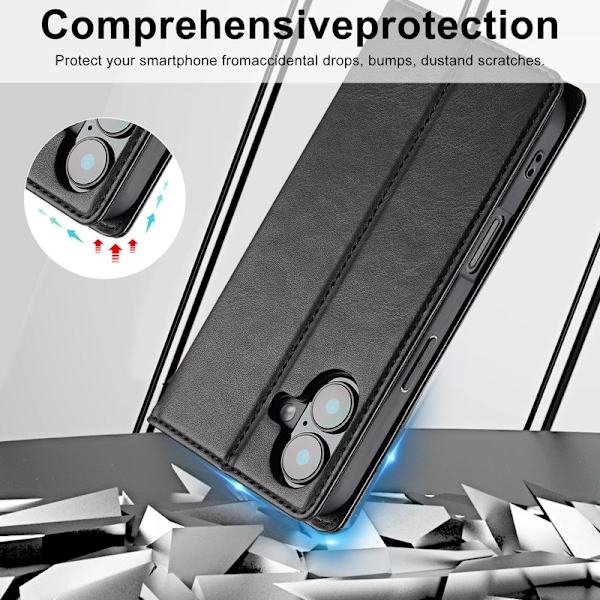 LC.IMEEKE iPhone 16 Plus Plånboksfodral Konstläder - Svart
