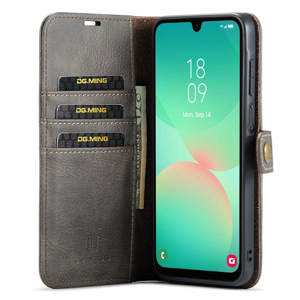 DG.MING Samsung Galaxy A26 5G Plånboksfodral Äkta läderGrå