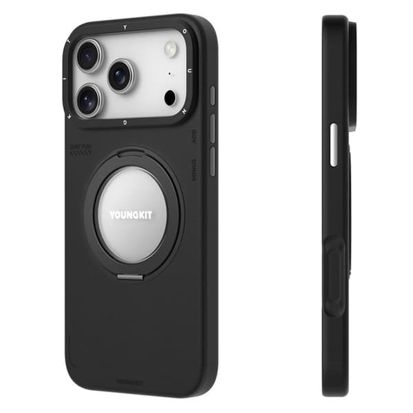 YOUNGKIT Mobilskal till iPhone 17 Pro Max Rotating Kickstand - Svart Svart
