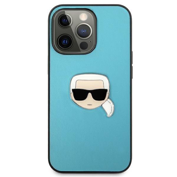 Karl Lagerfeld Læder Ikonik Karl`s Head Metal iPhone 13 Pro Max Blue