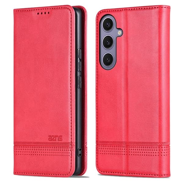 AZNS Samsung Galaxy S25+ Plånboksfodral Konstläder - Röd