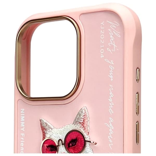 Nimmy Mobilskal till iPhone 16 Pro Max Glasses Cool Cat - Rosa Rosa