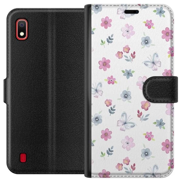 Pung Taske til Samsung Galaxy A10 med blomster og sommerfugle