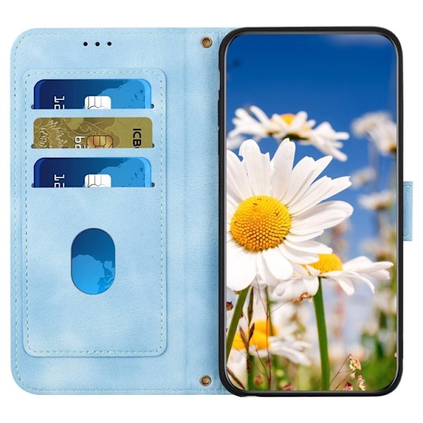 iPhone 15 Pro Max Plånboksfodral Flower Pattern - Ljusblå Blå