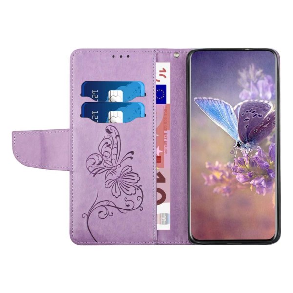 Butterflies iPhone 12 Pro Max -lompakkokotelo - violetti