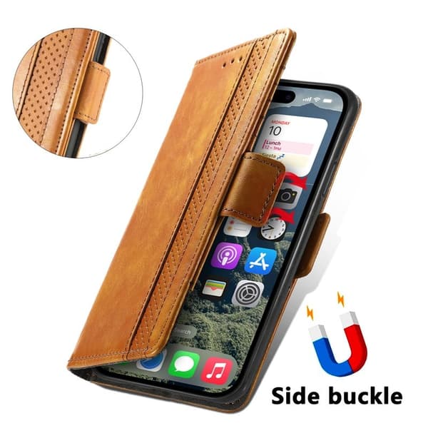 CASENEO iPhone 17 Plånboksfodral Konstläder Ställ med RFID - Khaki