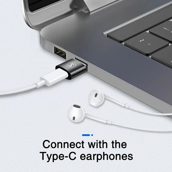 [2-Pack] SiGN Adapter USB-A till USB-C - Musta Black