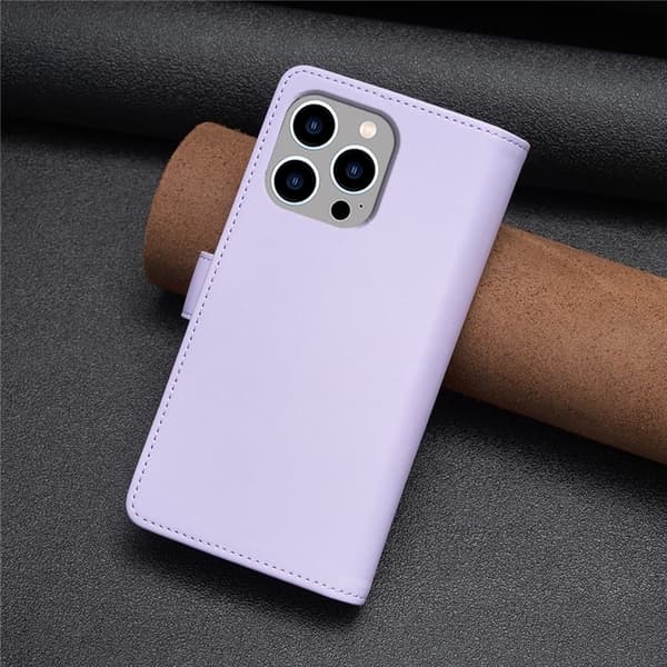 iPhone 15 Pro Max Pungeetui Zipper Flip - Lilla Lila