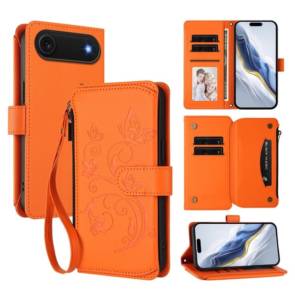 iPhone Air Plånboksfodral Butterfly Floral Imprint - Orange Orange