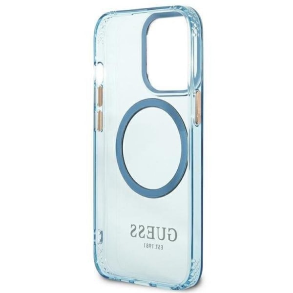 GUESS iPhone 13 Pro Case MagSafe Gold Outline läpikuultava - sininen