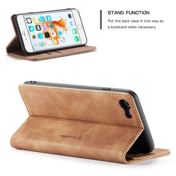 CASEME 013 Series Plånboksfodral i Konstläder för iPhone 6s - Khaki