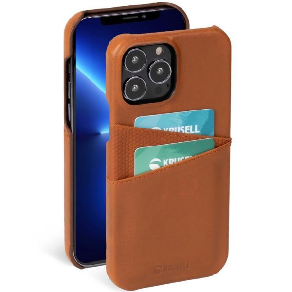 Krusell iPhone 13 Pro Cover Kortholder Ægte Læder - Cognac