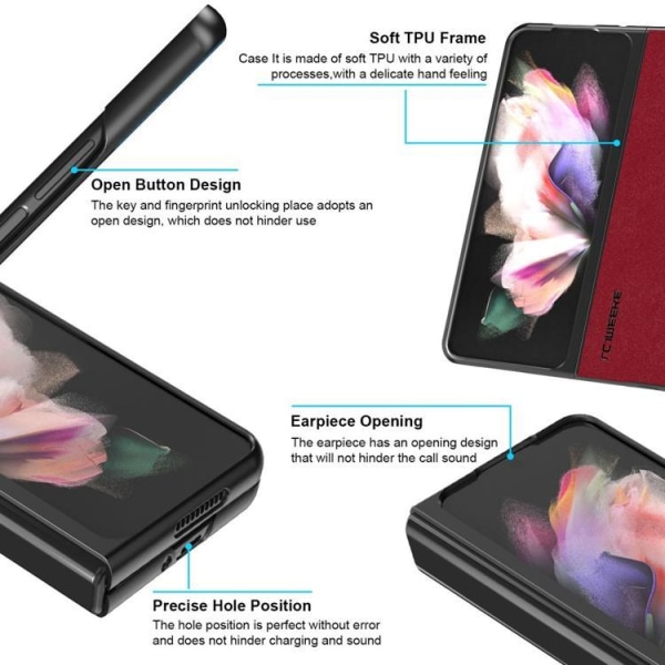 LC.IMEEKE Galaxy Z Fold 4 Case TPU-runko nahka - punainen