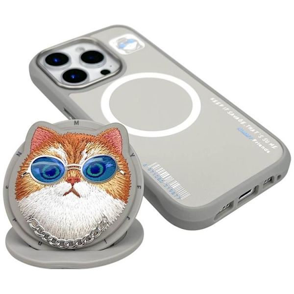 Nimmy Telefontaske til iPhone 16 Pro Max MagSafe Briller Cool Cat - Grå Grå