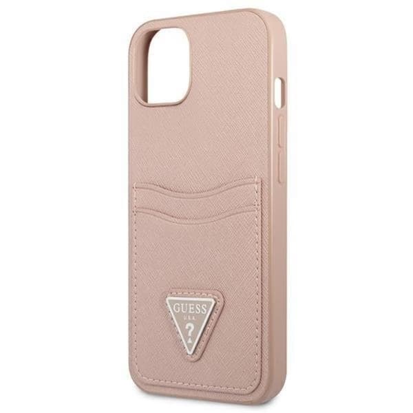 Guess iPhone Mini Kuori Korttikotelo Saffiano Triangle Logo - Pinkki Rosa
