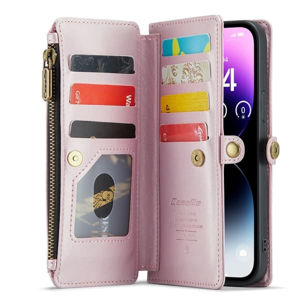CASEME Plånboksfodral Konstläder till iPhone 14 Pro Max - Rosa