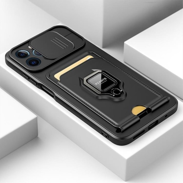 Rzants iPhone 14 Plus Skal Ring Korthållare - Svart
