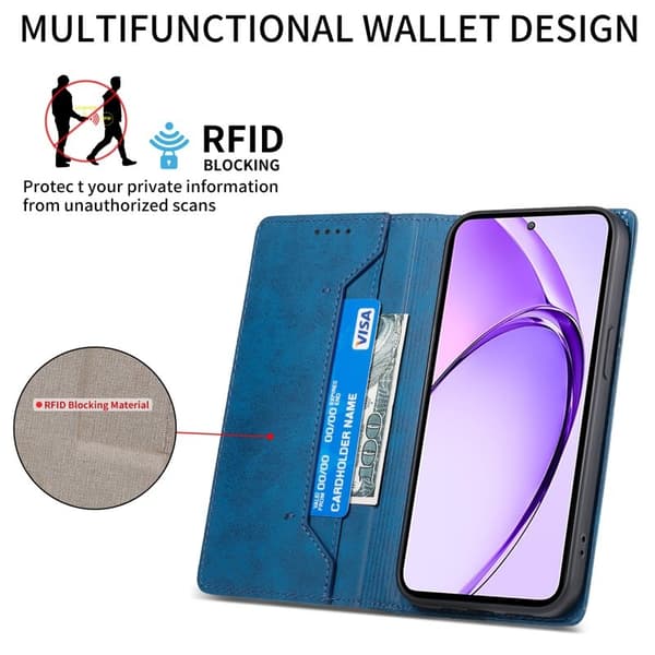 Samsung Galaxy S26+ Plånboksfodral RFID Skydd Konstläder - Blå