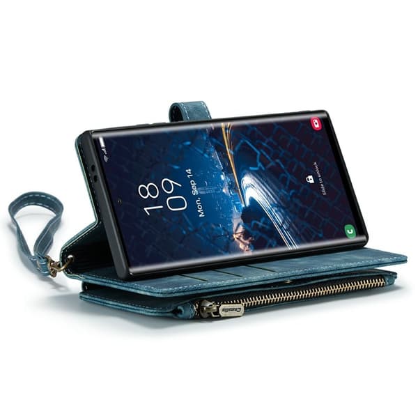 CASEME Konstläder Plånboksfodral för Samsung Galaxy S24 Ultra - Blå