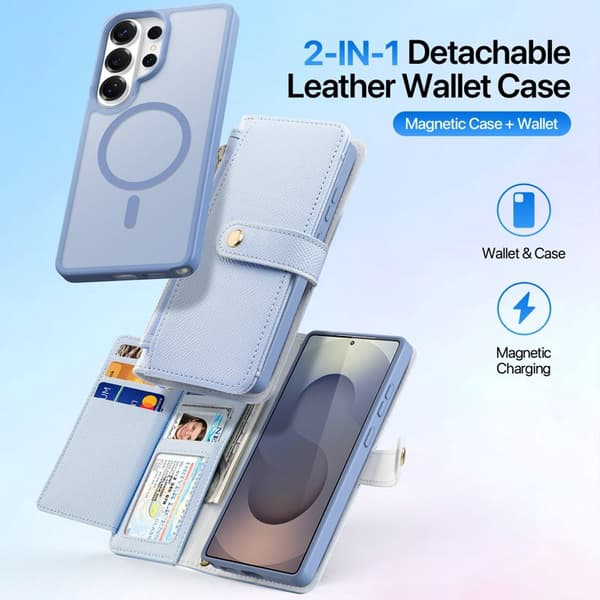 Dux Ducis Plånboksfodral för Samsung Galaxy S26 Ultra Äkta läder - Ljusblå