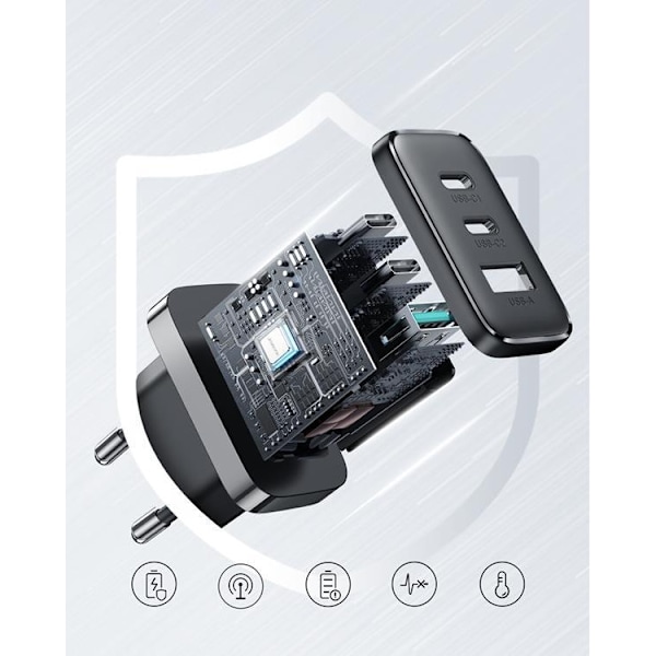 Joyroom Snabbladdare 2x USB-C USB-A 32W - Svart