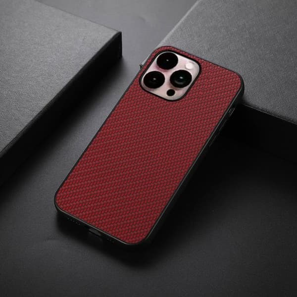 iPhone 14 Pro Skal Carbon Fiber - Röd Röd