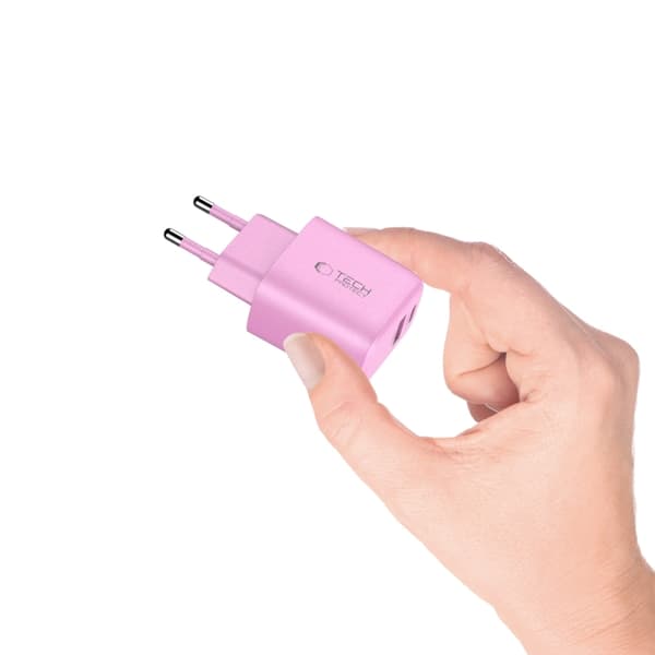 Tech-Protect Vægoplader USB-A Til USB-C 30W - Baby Pink Rosa