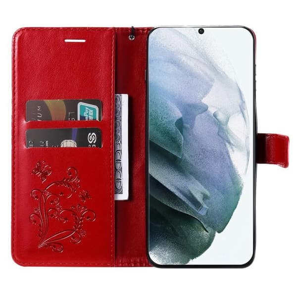 Butterfly Imprinted Fodral Galaxy S22 Plus - Röd Red