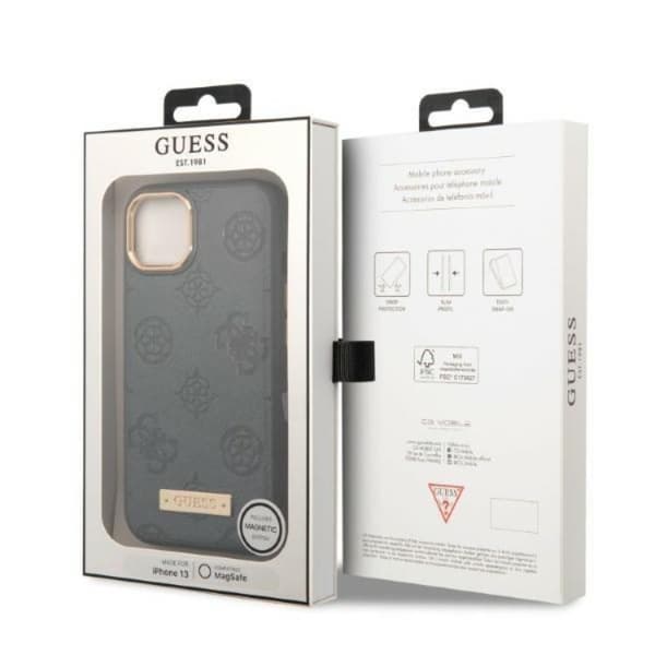 Guess Mobilskal till iPhone 13 Magsafe Peony Logo Plate - Grå Grå