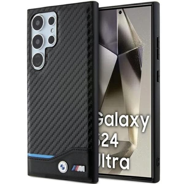 BMW Galaxy S24 Ultra Mobilskal Læder Carbon - Sort Black
