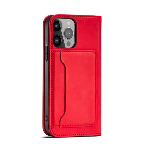 iPhone 12 Pro Lompakkokotelo Magnet Stand - Punainen Röd