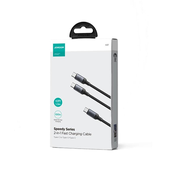 Joyroom 2i1 USB-C til USB-C 100W Kabel 1,5m - Sort Black