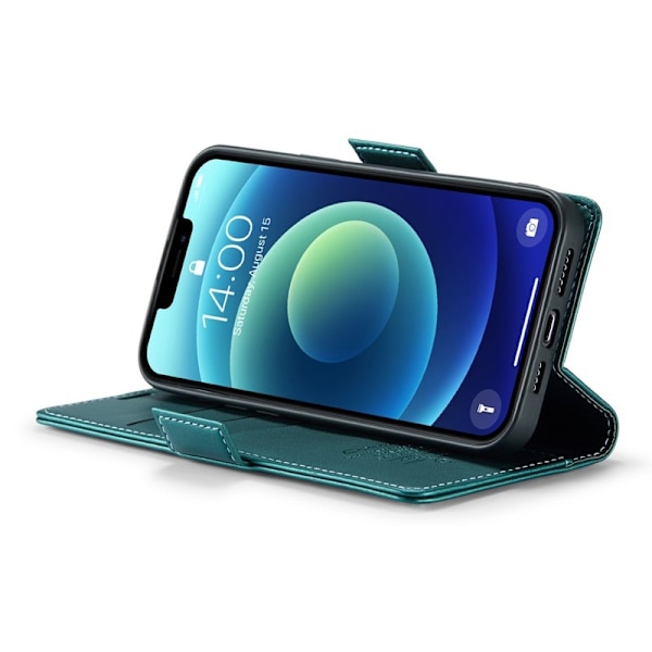 CASEME Plånboksfodral Konstläder för iPhone 12/12 Pro - Grön