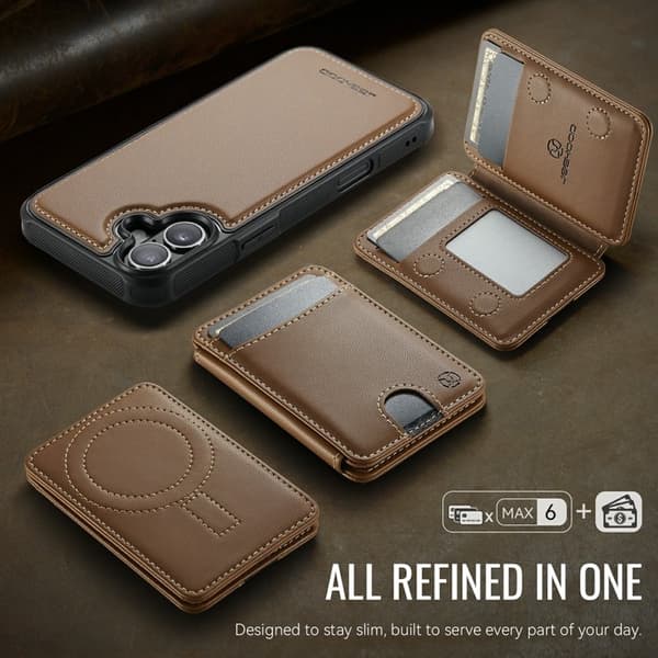 JEEHOOD iPhone 17 Fodral Konstläder - Brun Brun