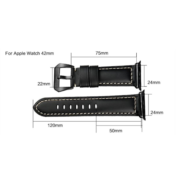 Watchband i äkta läder till Apple Watch 42mm - LjusBrun