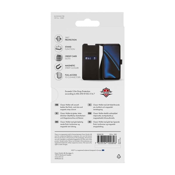 X2O Classic Wallet Plånboksfodral Samsung Galaxy Xcover7 Svart