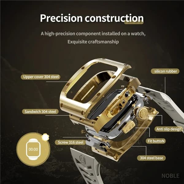SHELLBOX Apple Watch 44mm Series 5 Armband Silikon Metal - Vit Vit