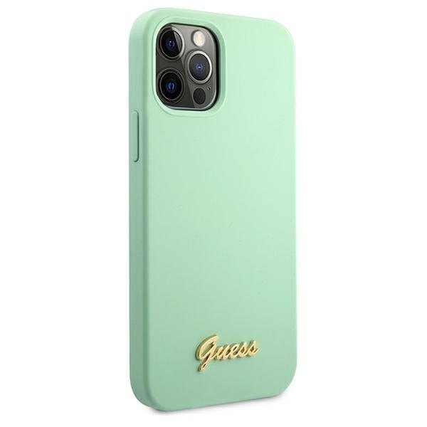 Guess Skal iPhone 12 & 12 Pro Metal Logo Script - Grön Grön