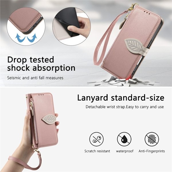 iPhone Air Plånboksfodral Leaf Magnetiskt Spänne Konstläder Roséguld
