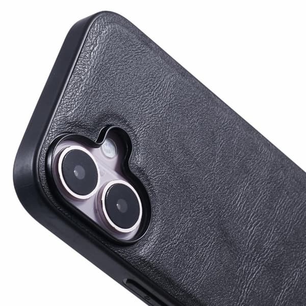 X-LEVEL Bojue-3 Mobilskal till iPhone 16 MagSafe Läder Svart