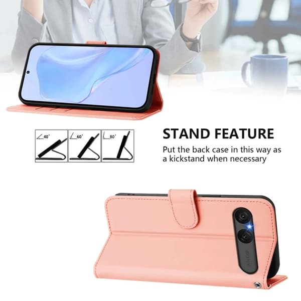 Sony Xperia 10 VII Plånboksfodral Solid color Konstläder - Rosa Rosa